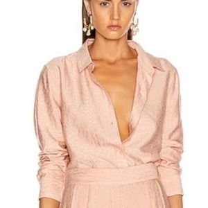 Equipment Rose Embossed Leopard Blouse Top L